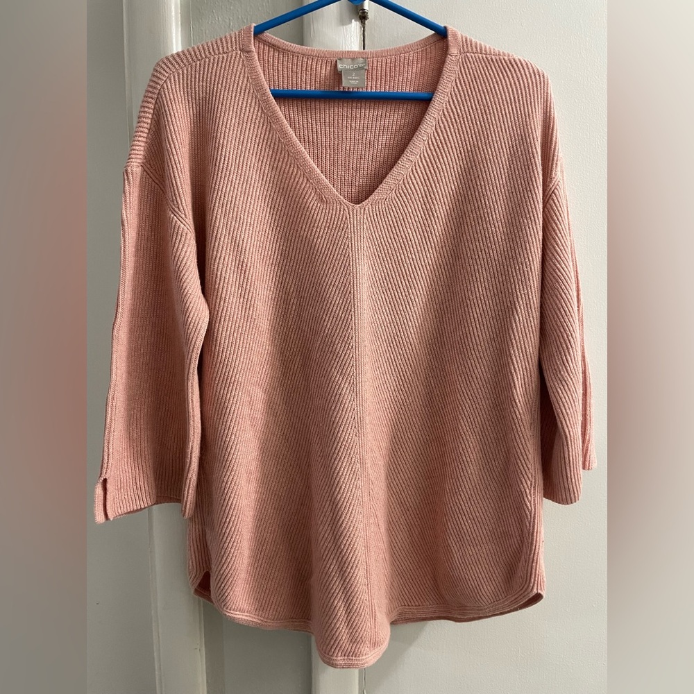 Chico's Soft Pink V-Neck Sweater
